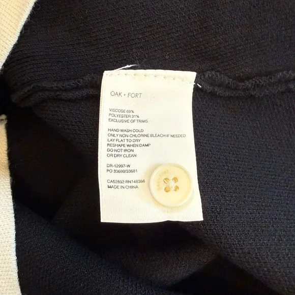 Oak + Fort Black Cream Collared Contrast Trim Knit Mini Dress NWT  Size XS - Picture 7 of 7